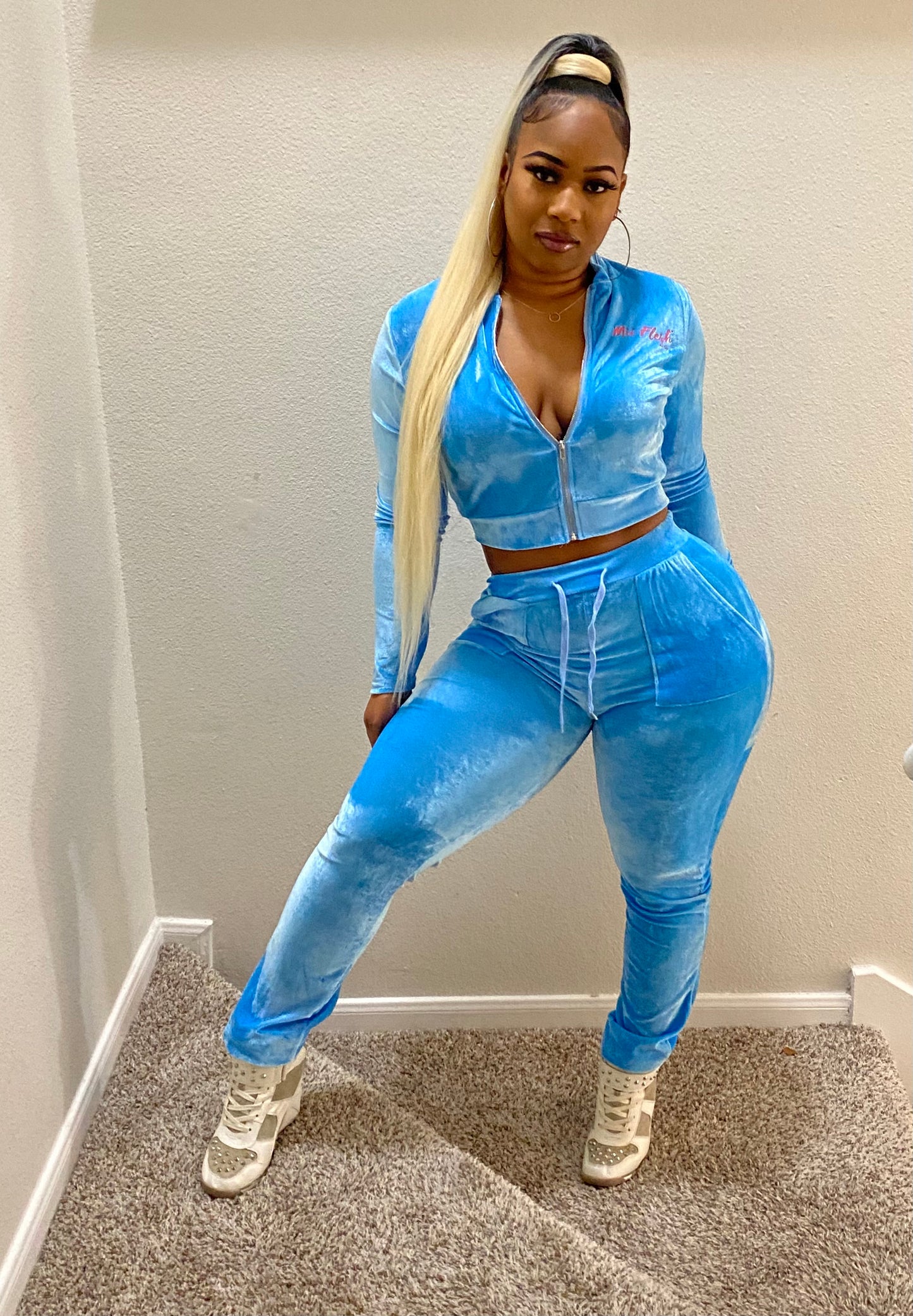 Blue Velour Tracksuit